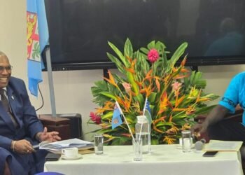 Fijis Minister for Justice and Attorney General Siromi Turaga and Minister of Justice and Legal Affairs Clezy Rore during a talanoa session at Heritage Park Hotel on Thursday 1280x640 1