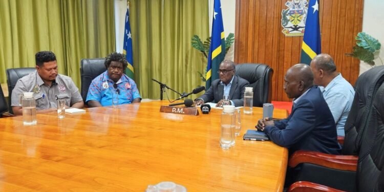 PM Manele supported by NDC Chairman and NDMO Director Secretary to Cabinet and Secretary to Prime Minister 1200x675 1